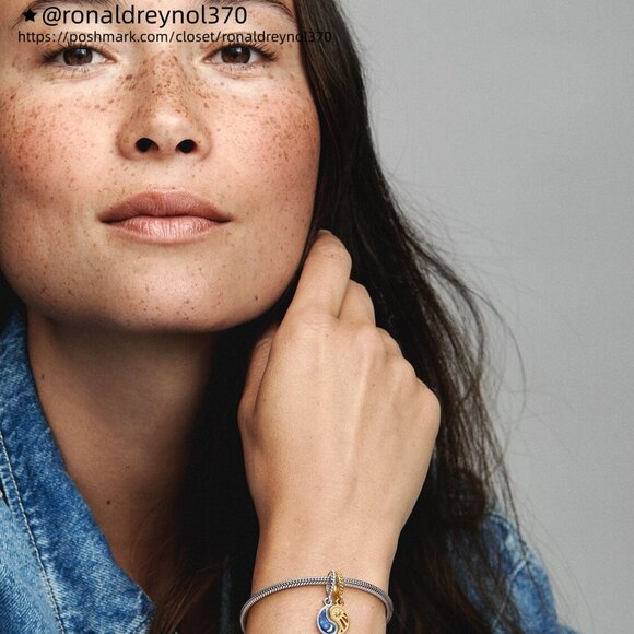 Pandora Two-tone Splittable Sun & Moon Dangle Charm - Picture 5 of 5